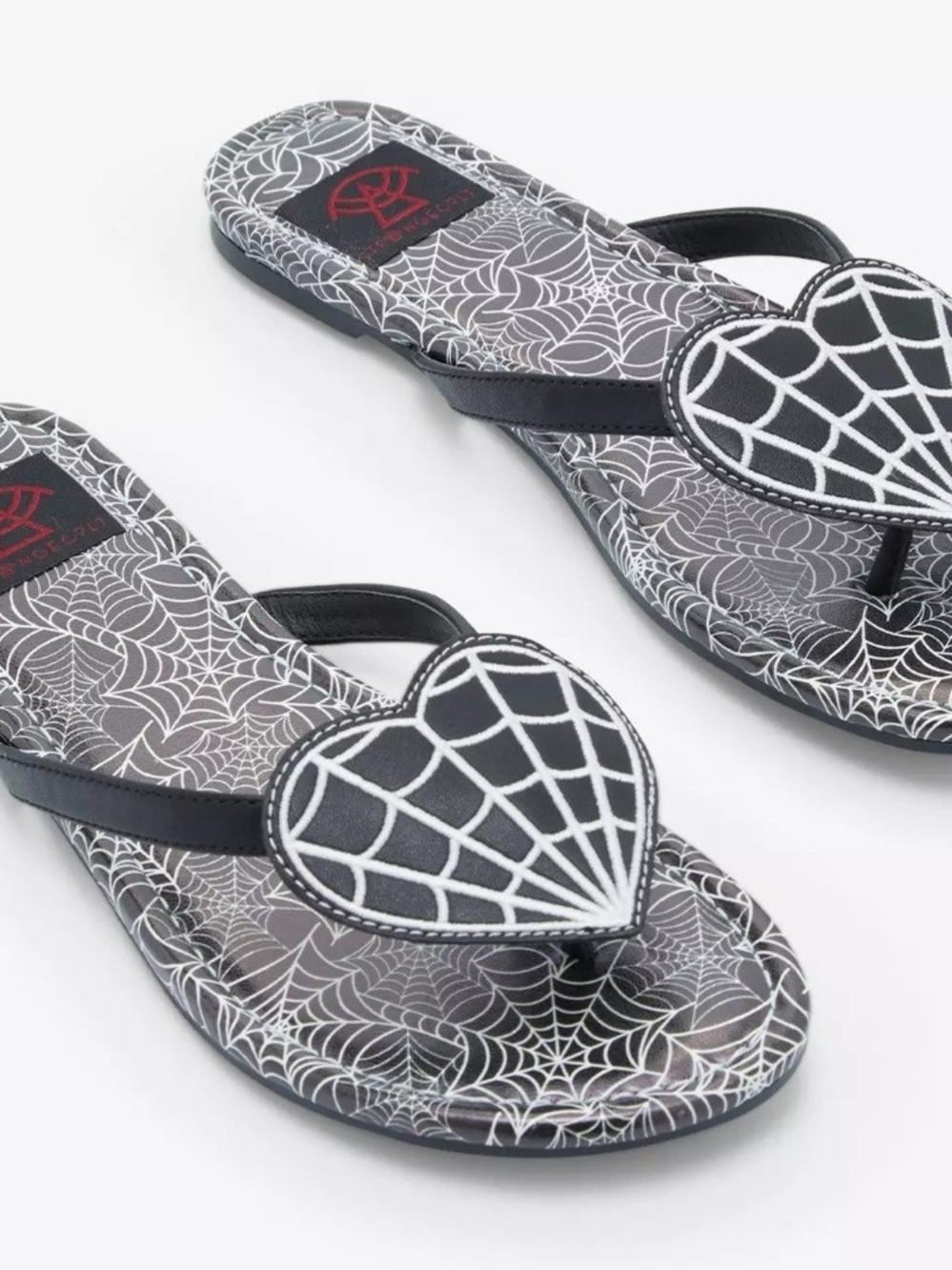 Strange Cvlt Heart Spider Webs Flip Flops 10